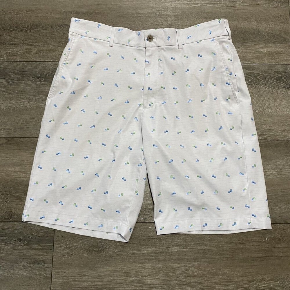 Walter Hagen Mens Golf Shorts 11 Majors Size 34 White Flat Front Golf Carts
